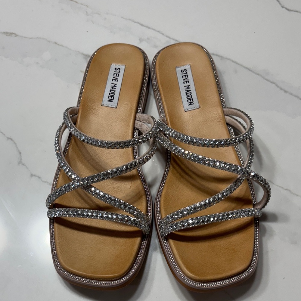 Steve Madden Glittering Silver Strappy Sandals
